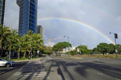 View of Honolulu with Rainbow